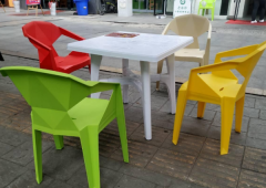 戶(hù)外塑料椅，重疊塑料椅子，折疊快餐桌，快餐店桌椅